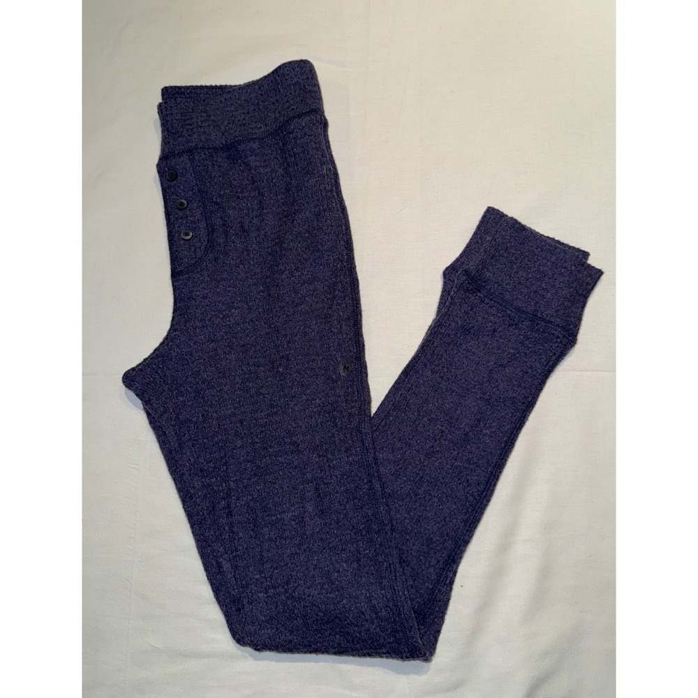 Aerie pajama Pants Blue Textured Knit Button Fly Waffle‎ Knit Women's M